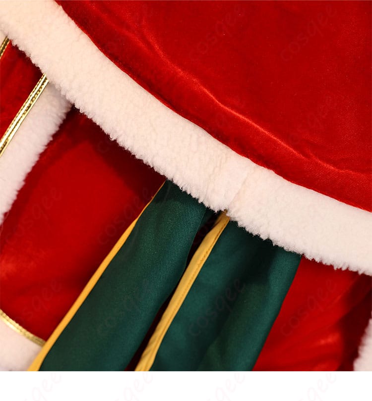 エミリア クリスマス記念コスプレの背面装飾パーツ詳細。蝶結びとベルトの取り付け位置が分かる画像