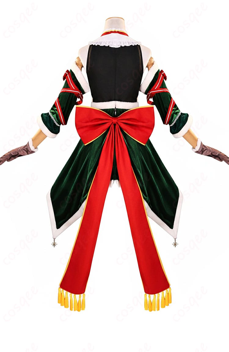 Re:ゼロ ラム クリスマス記念コスプレ衣装の背面全体図。大きな背中リボンとケープ風レイヤー装飾のディテールを確認