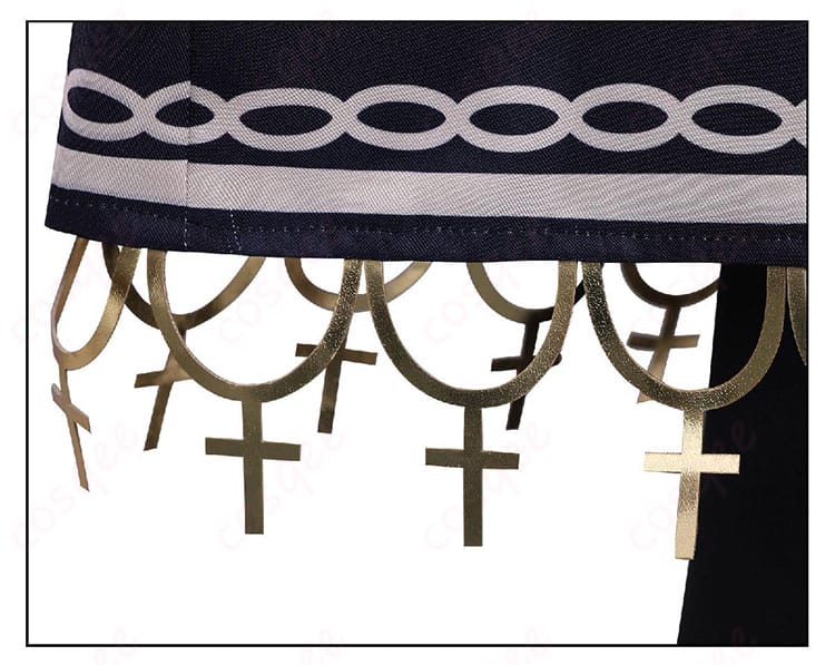 蓮見レイア 衣装の裾装飾ディテール。ライン配置と装飾バランスを撮影した写真