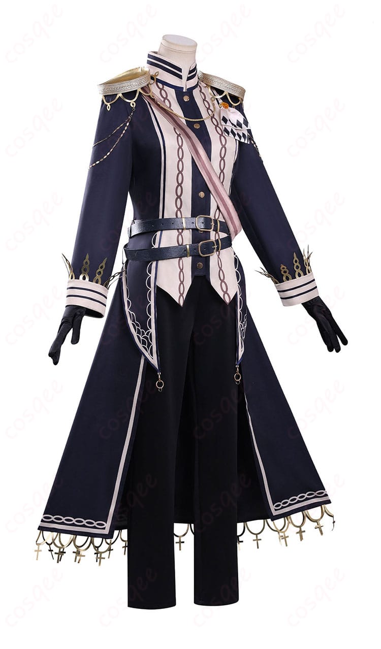 蓮見レイア コスプレ衣装の側面写真。コート丈感とベルト位置、プロポーションの参考用