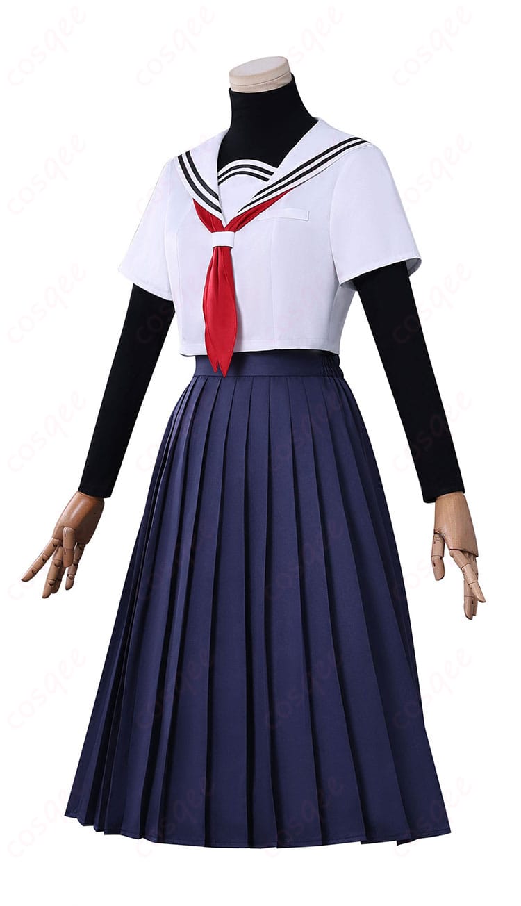 八百歳比名子 コスプレ衣装の側面ビュー。自然なラインとスカートの落ち感、動きやすいフィット感を表現。