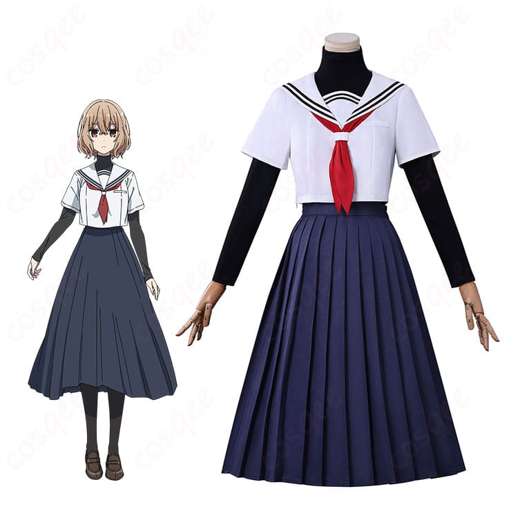 八百歳比名子の制服コスプレ衣装を全身で確認できる画像。私を喰べたい、ひとでなしの世界観を再現したセットアップ。