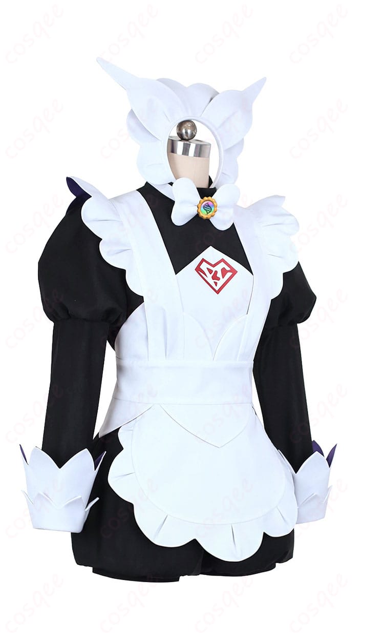 Pokémon LEGENDS Z-A ハルジオ メイド服のサイズ表。S〜XXL対応の寸法ガイドとフィット感の目安を示す画像。