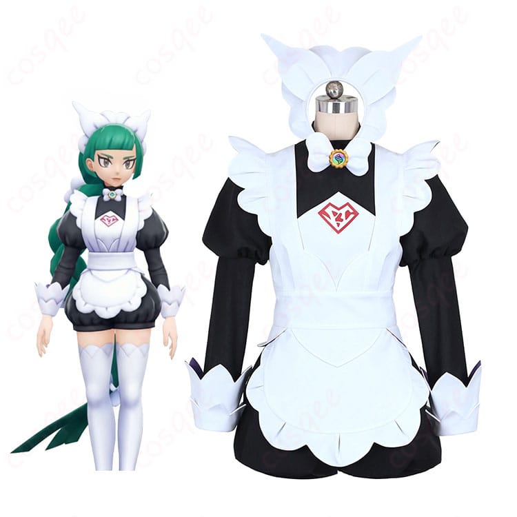 Pokémon LEGENDS Z-A ハルジオのメイド服コスプレ衣装。キャラビジュアルを意識した配色とシルエットのデザイン紹介画像。