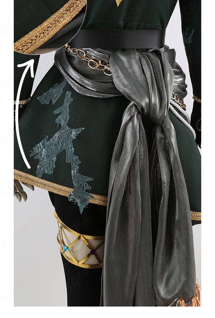 腰帯背面の結び目と装飾パーツの詳細