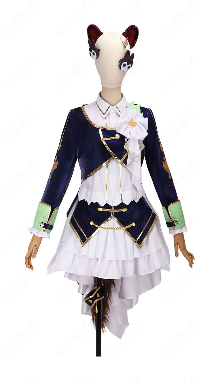 戌亥とこ 5周年共通衣装コスプレの正面全体画像（コート・シャツ・スカート）