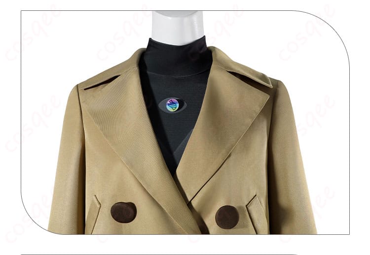 コート襟元とネックラインの装飾ディテール