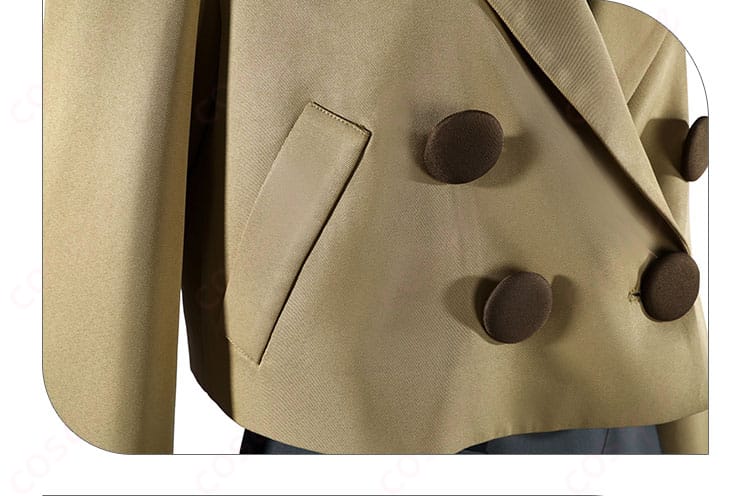 コートポケット口の形状と玉縁仕様のディテール