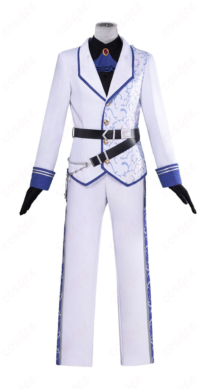 東雲彰人 ノーブル・パラディン衣装の正面装飾クローズアップ。花飾りと襟元の意匠