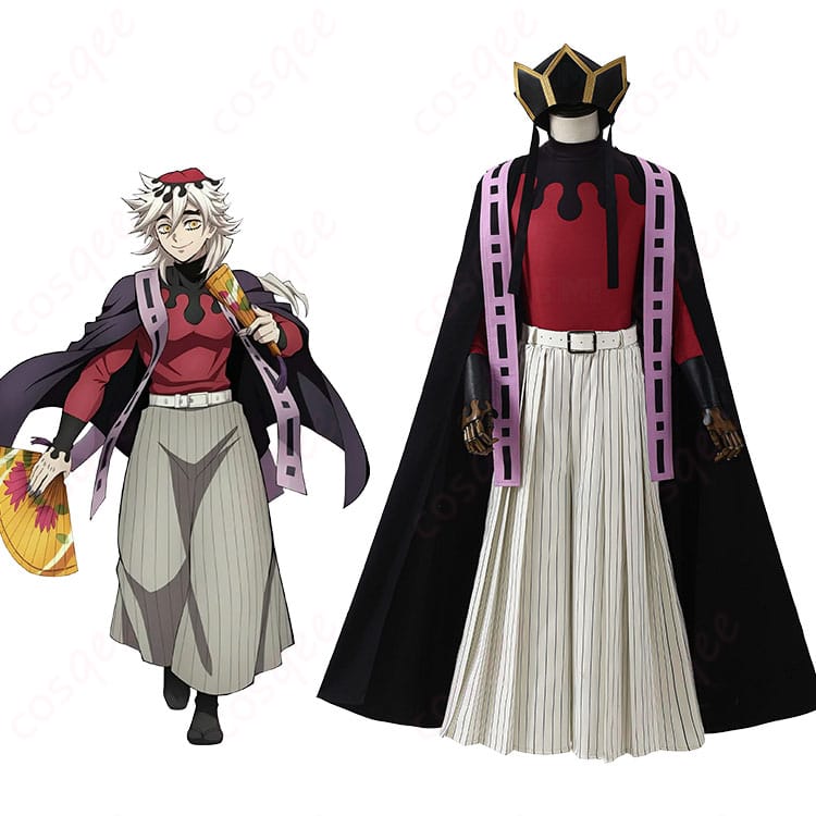 鬼滅の刃 童磨 通常衣装コスプレ一式とキャラクターイメージの比較カット