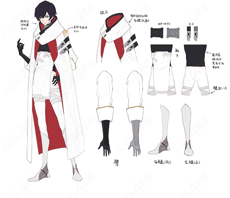 アシモフ衣装の白衣と各部ディテールが分かる全体ディテール画像