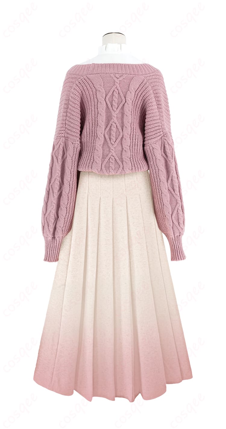 薫る花は凛と咲く 和栗薫子 私服コスプレの背面ディテール(カーディガンのラインとスカートの落ち感)