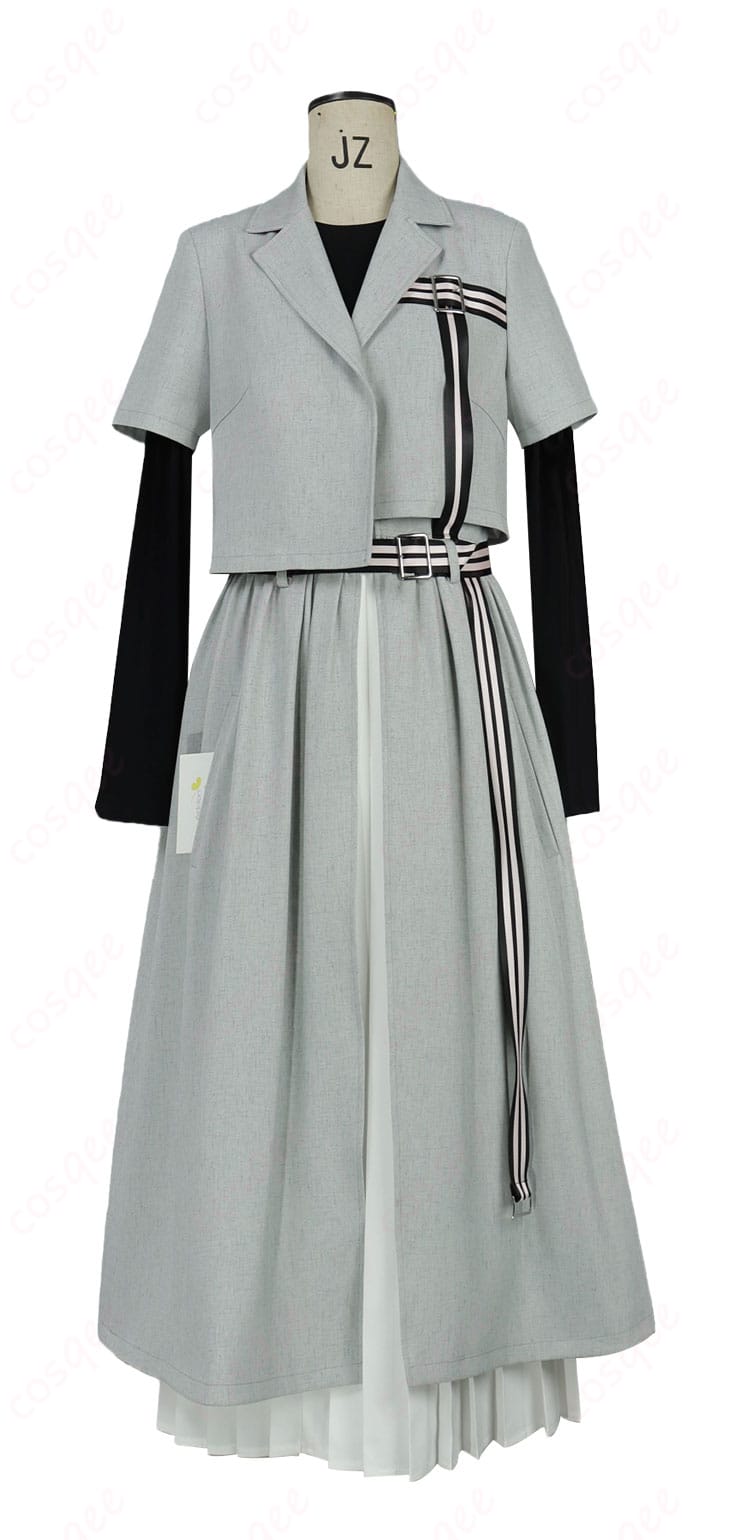 MyGO!!!!!風ステージ衣装の正面全体。コートのフロントデザインと上品な発色を強調。