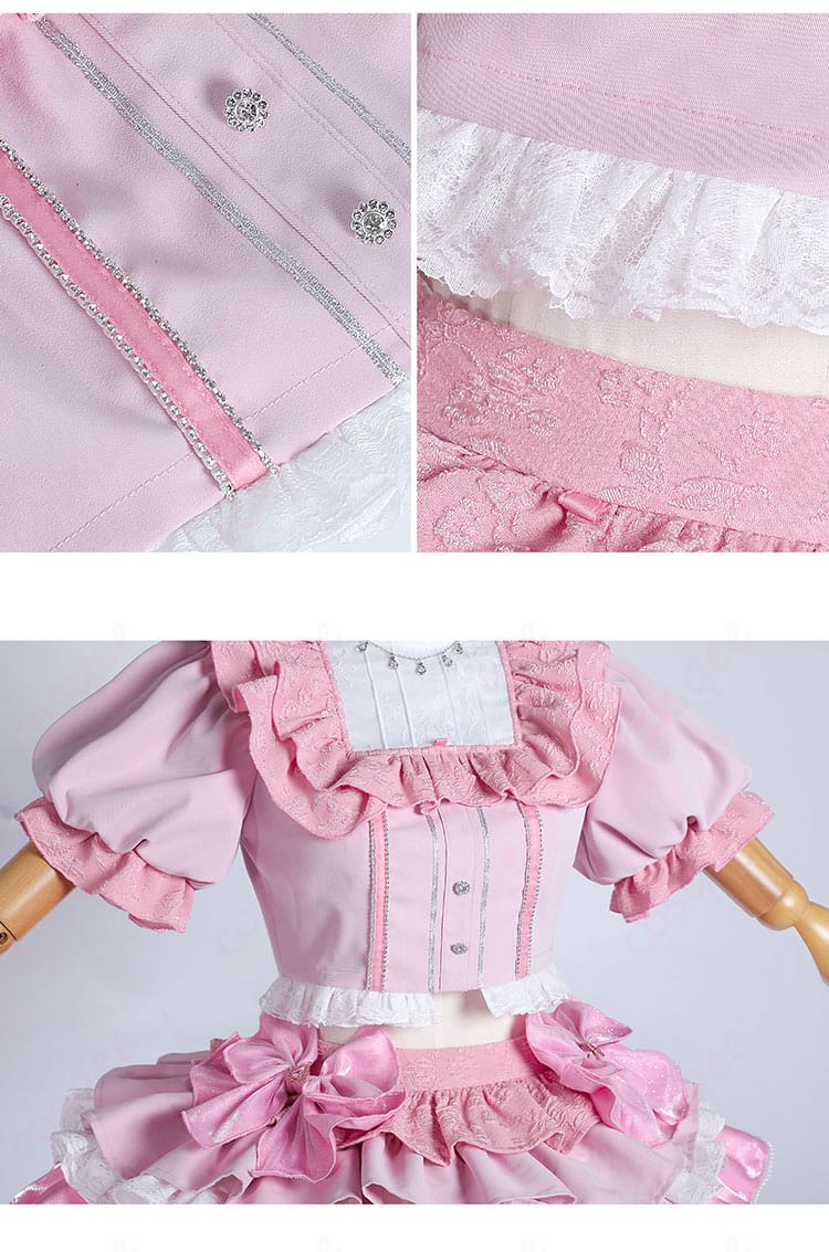 鹿目まどか アイドル衣装の前立てとボタン装飾ディテール（ステージ仕様の質感）