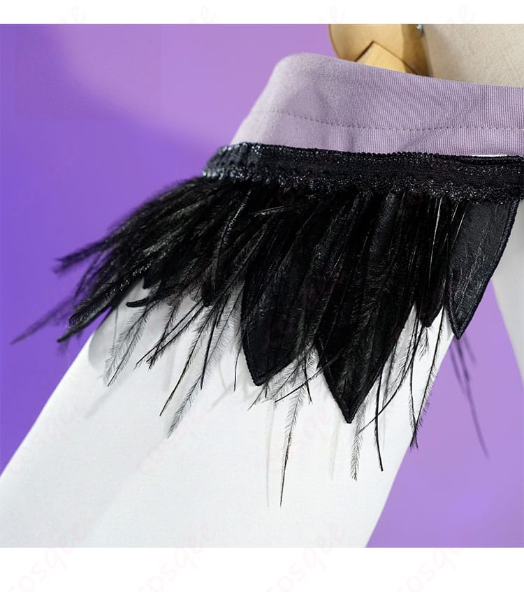 暁美ほむら 魔法少女衣装の袖口装飾ディテール、ライン配色とステッチの仕上げが伝わる接写