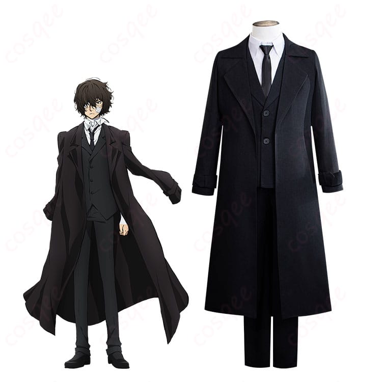 太宰治 黒の時代（十八歳）コスプレ衣装を着用した全身イメージとキャラクター参照の比較