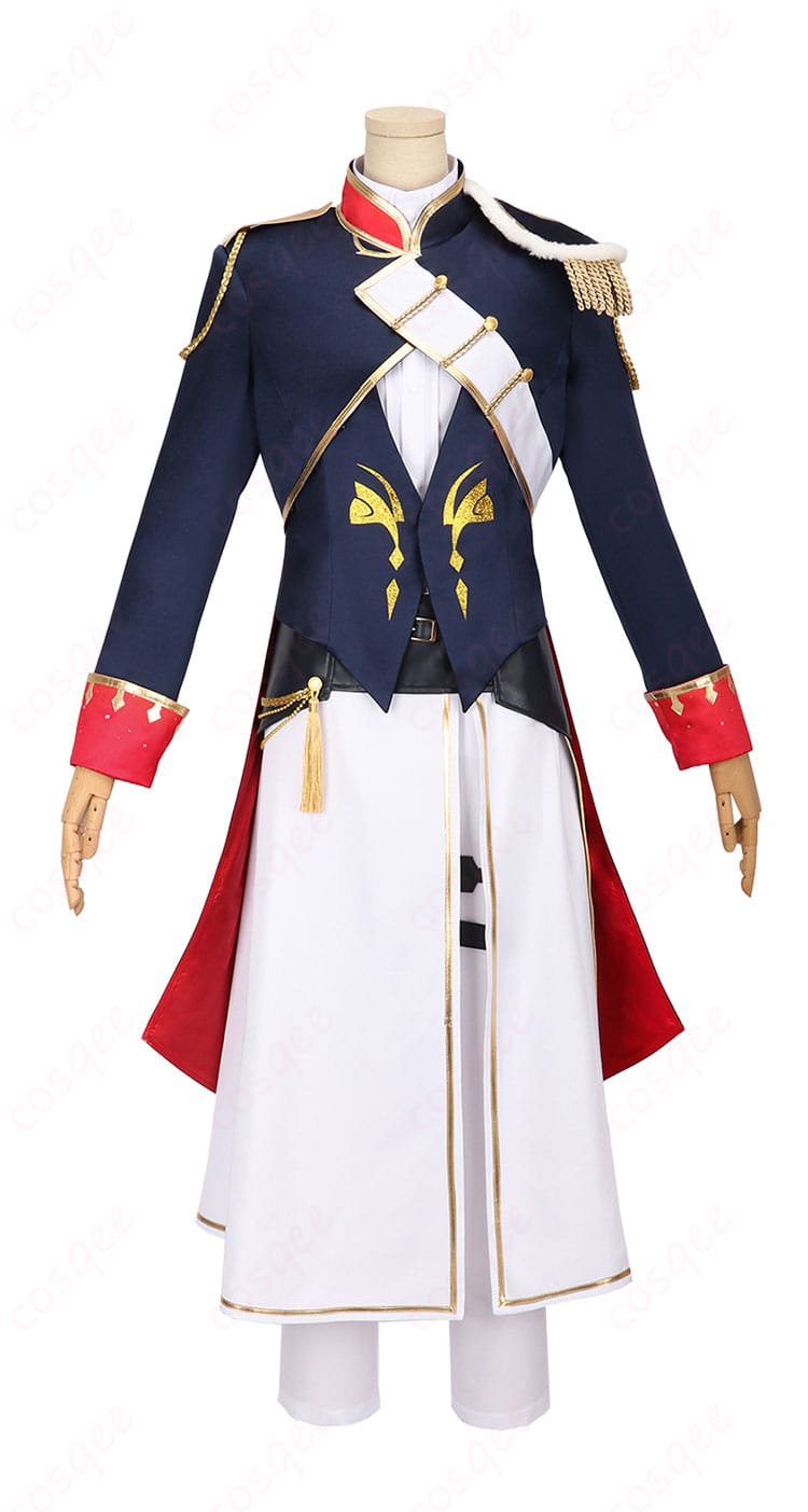 ローレン・イロアス 共通衣装コスプレの正面全体。細身シルエットとネックレス、手袋の意匠を確認できる配置。