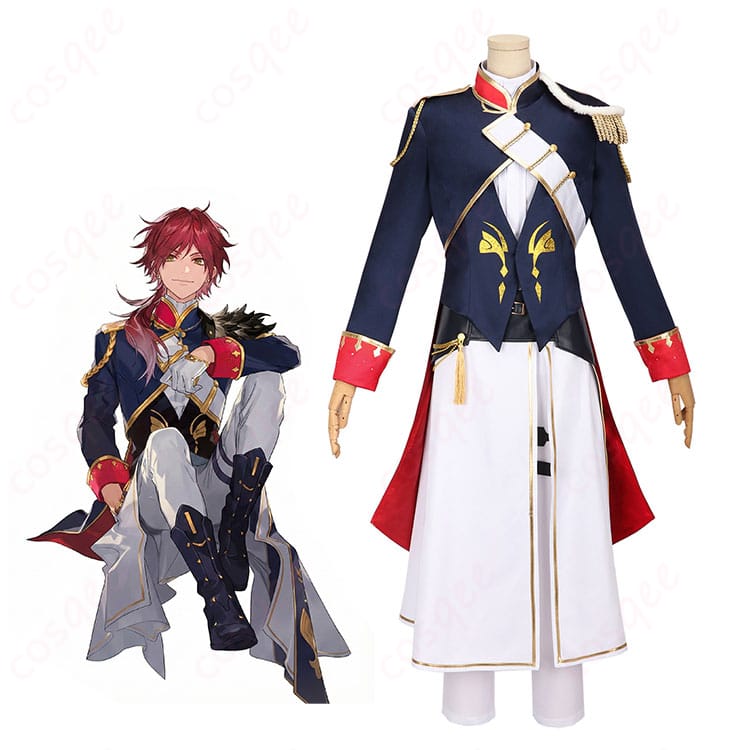 ローレン・イロアス 共通衣装コスプレを着用した全身イメージ。コートとベストのレイヤーがクールに映えるセットアップ。