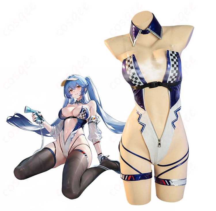 エセックス「スタートライン・スプラッシュ」衣装一式とキャラクタービジュアルの比較イメージ