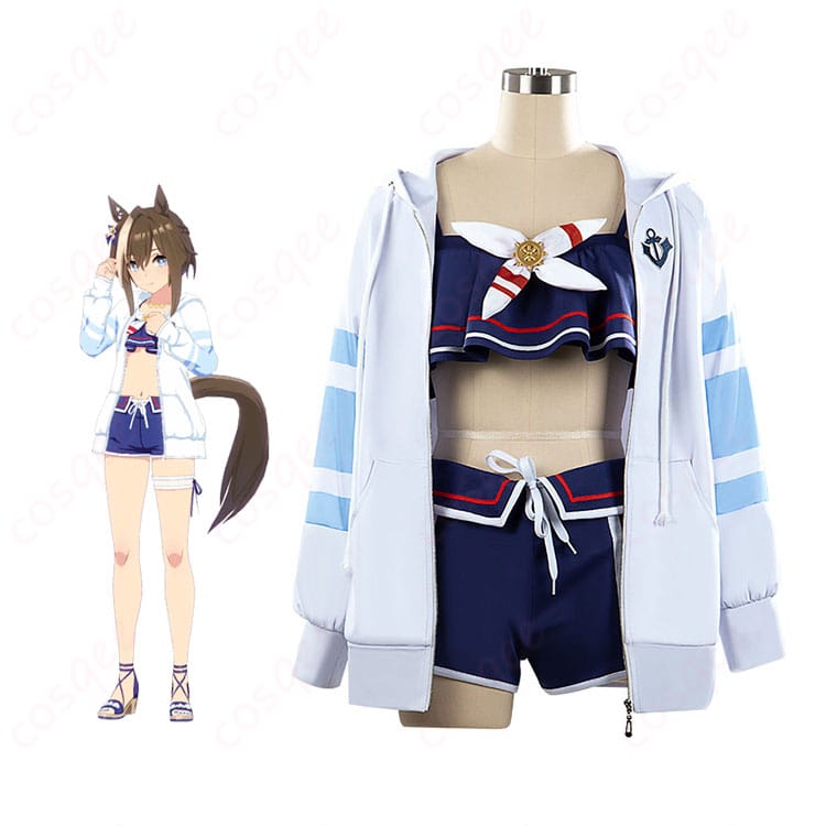 ウマ娘 プリティーダービー シュヴァルグラン 夏凪ネイビードロップ コスプレ衣装とキャラクターイメージ比較 全体雰囲気が分かる