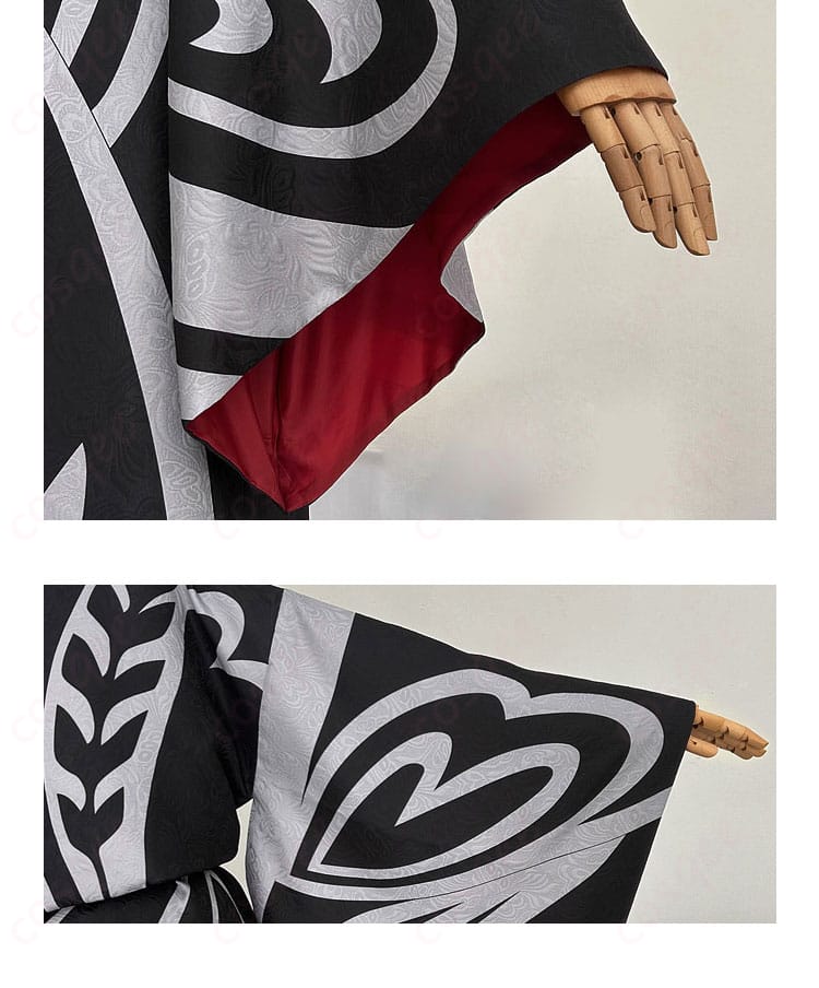 鬼滅の刃 鬼舞辻無惨 平安時代 コスプレ衣装 前後袖口ディテール比較画像 動いたときの袖シルエット確認用