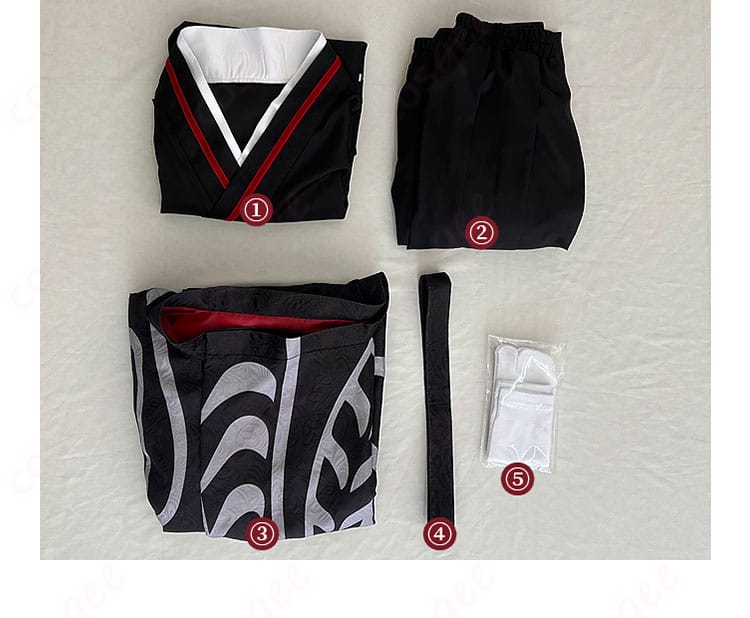 鬼滅の刃 鬼舞辻無惨 平安時代 コスプレ衣装 セット内容一式画像 トップス インナー 袴 ベルト 靴下が揃う