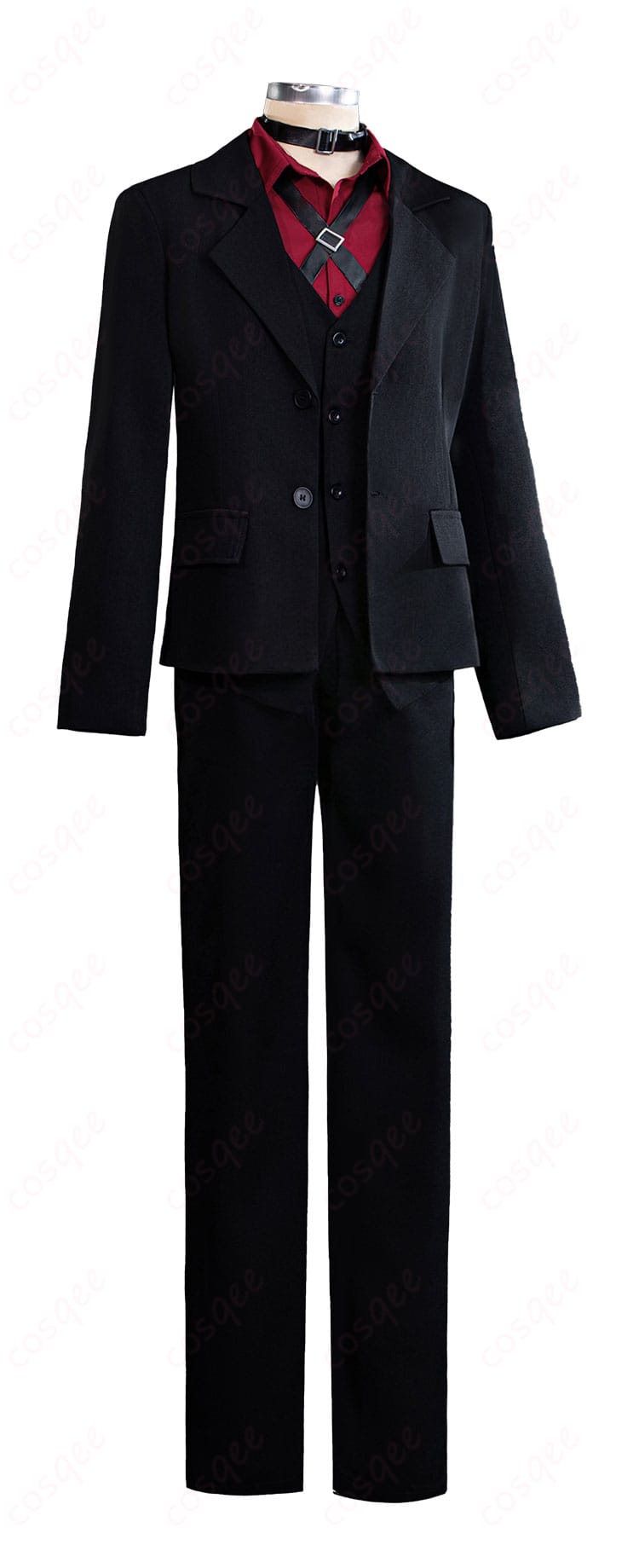 文豪ストレイドッグス BEAST 中原中也 スーツ コスプレ衣装の正面全体。ハリのある生地と端正なシルエットの再現度を確認できる画像