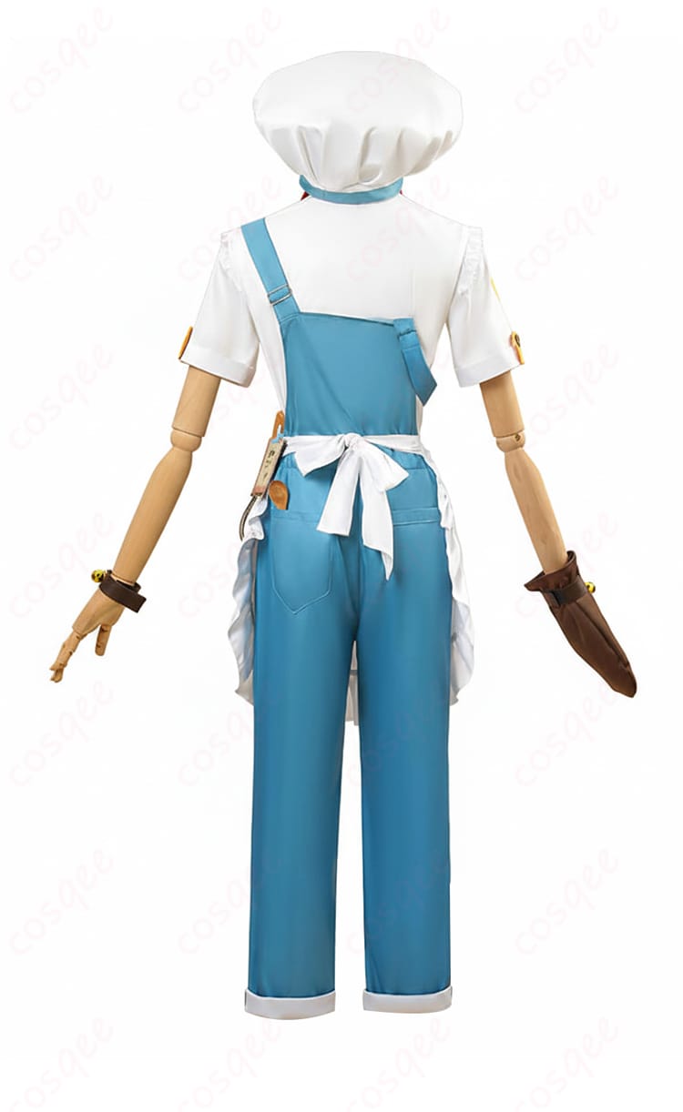 第五人格 ボンボン 秘密のコック コスプレ衣装の背面。エプロンと背面装飾を忠実に再現