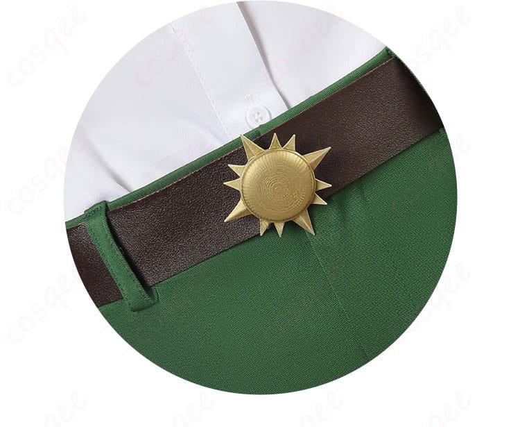 七つの大罪 エスカノール コスプレ衣装のベルト装飾ディテール。質感とバックル周りの作りを確認。