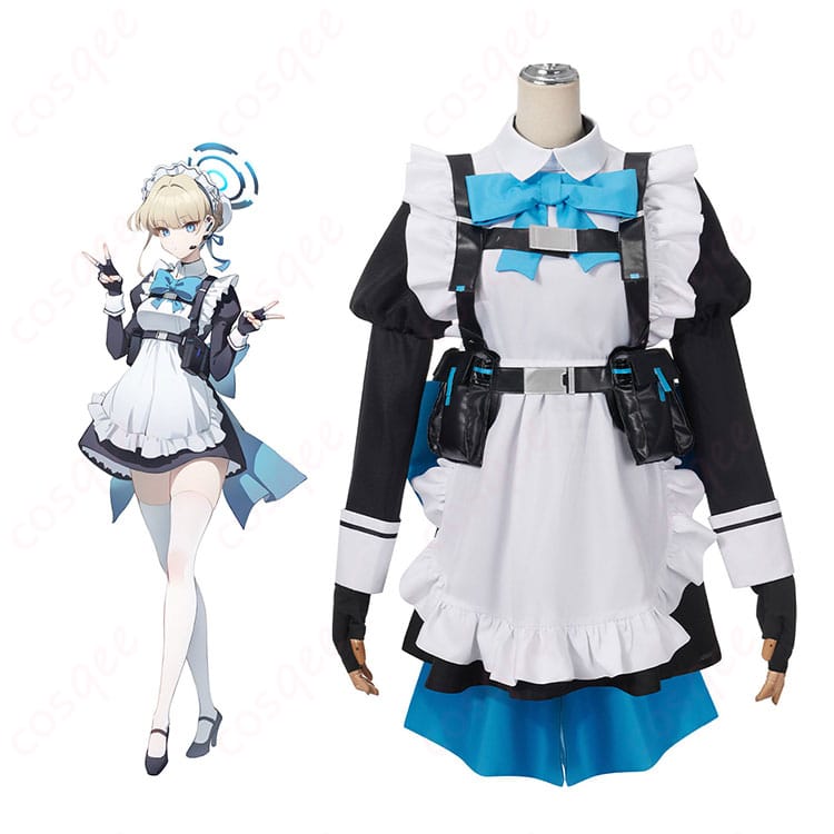 ブルーアーカイブ 飛鳥馬トキのメイド服コスプレを着用した全身イメージ。公式の雰囲気を意識した落ち着いた配色と端正なスタイル。