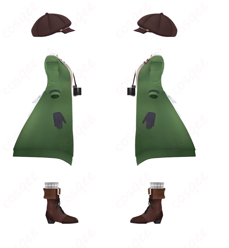 あおぎり高校 石狩あかり 公式VRChat衣装の側面シルエット。可動域と軽快さを示すライン設計で、動きやすさをアピール。