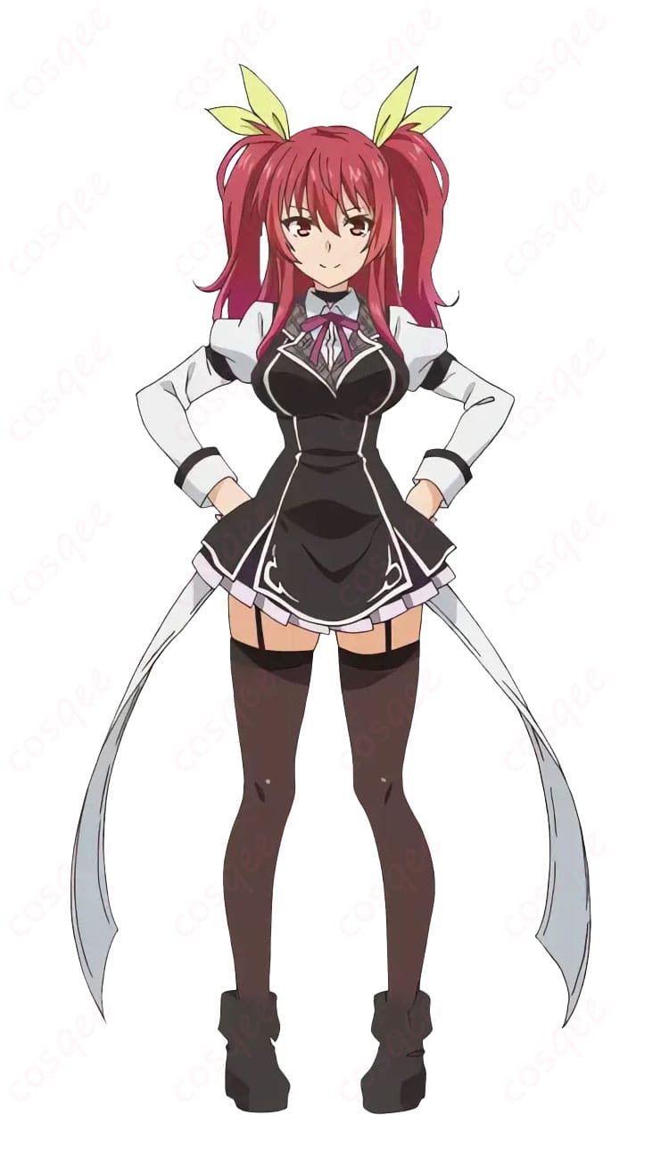 ステラ・ヴァーミリオン 破軍学園女子制服の正面全身。落第騎士の英雄譚《キャバルリィ》の配色とシルエットを高再現したコスプレ衣装。