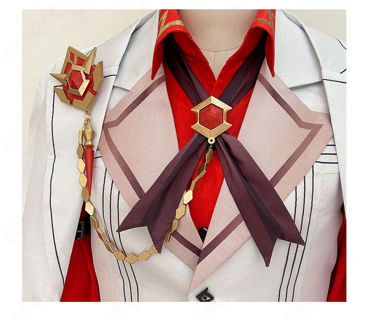 原神 タルタリヤ 原神FES衣装の襟元装飾アップ。縁取りとパーツ配置の質感・仕立てが分かる画像