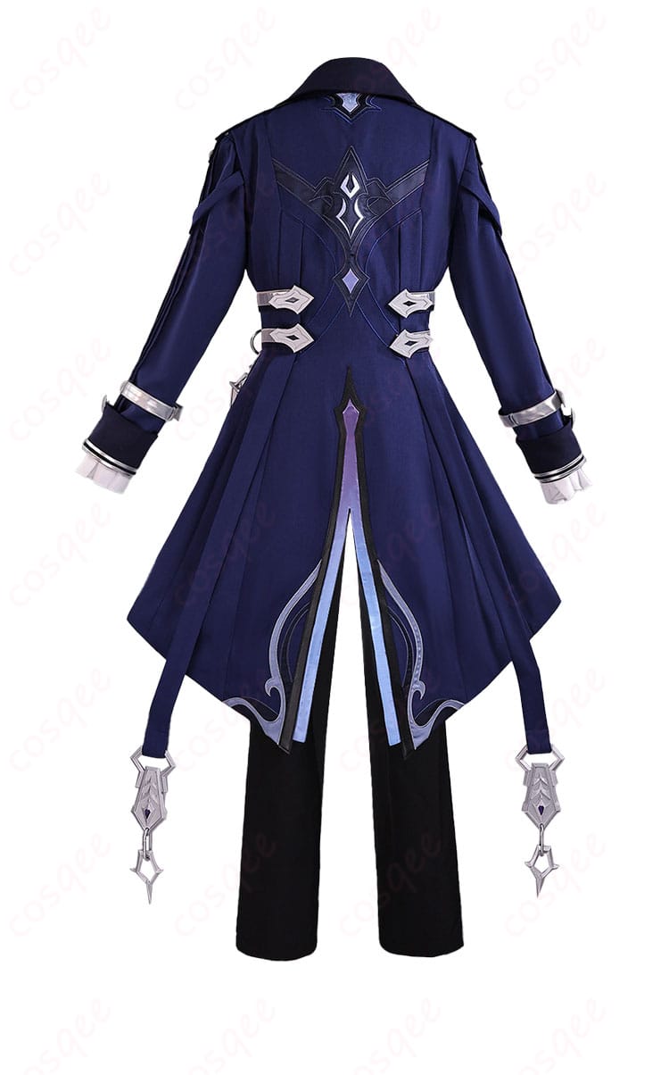 原神 フリンズ 原神FES フェス衣装の背面。コートのライン取りとダークトーンの配色バランス、裾の落ち感を確認できる画像