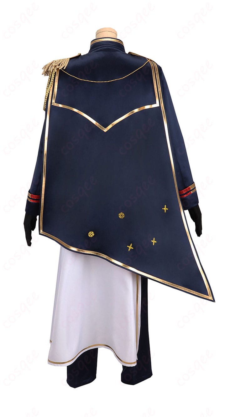 にじさんじ セラフ・ダズルガーデン 5周年 共通衣装の背面。マントの長さ、肩回りのドレープ、腰布のディテールまで見える構図。