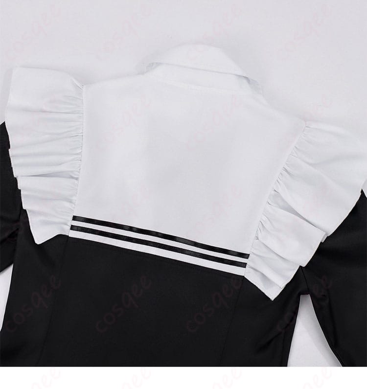 幽鬼 メイド服コスプレの背面装飾ディテール。リボン結びの立体感と美しいアウトライン。