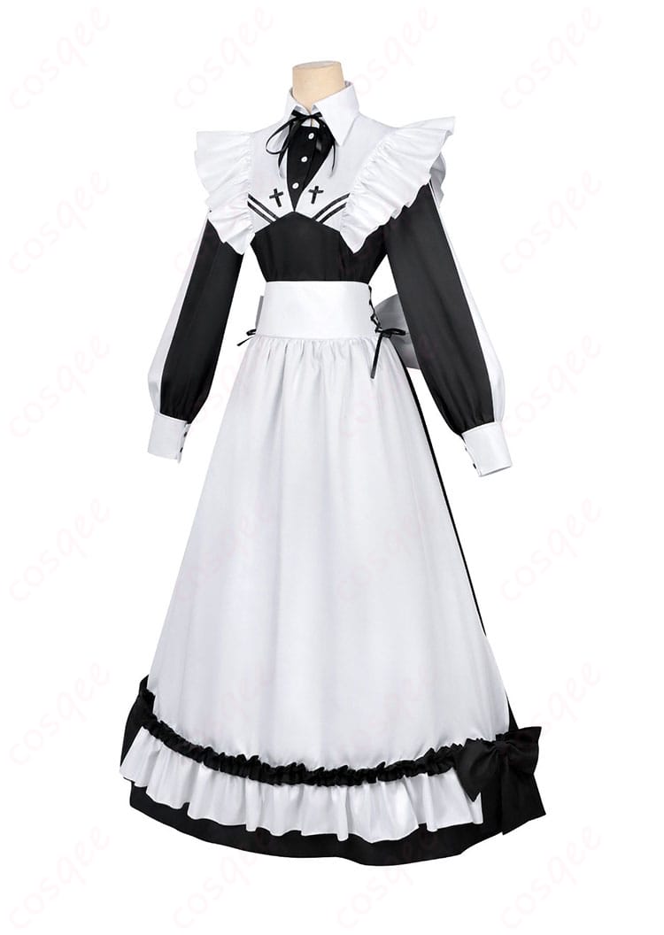 『死亡遊戯で飯を食う。』幽鬼 メイド服コスプレの側面シルエット。スカートの分量とバランスを確認できる角度。