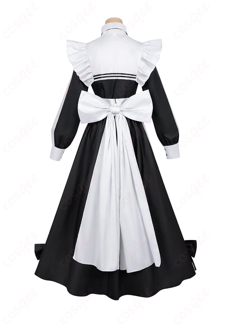 『死亡遊戯で飯を食う。』幽鬼 メイド服コスプレの背面デザイン。背部蝶結びと後ろ姿のラインをチェック。