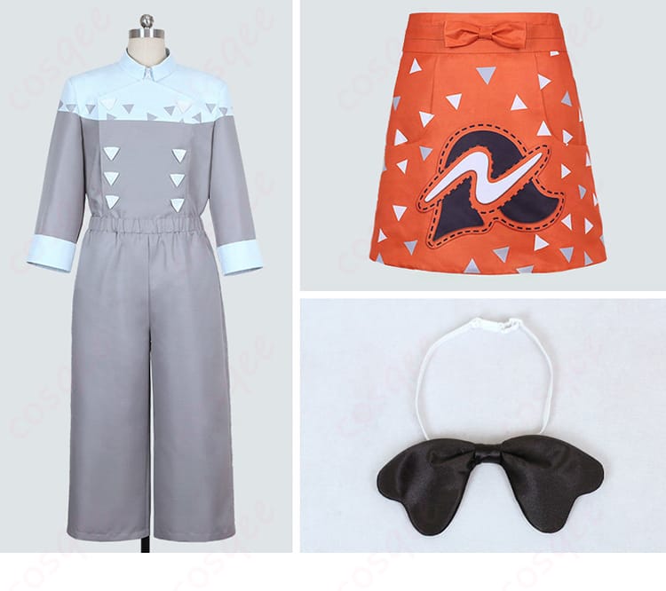 ポケモンレジェンズZ-A グリ コスプレ衣装のセット内容一覧。トップス・ズボン・エプロン・スカーフの4点。