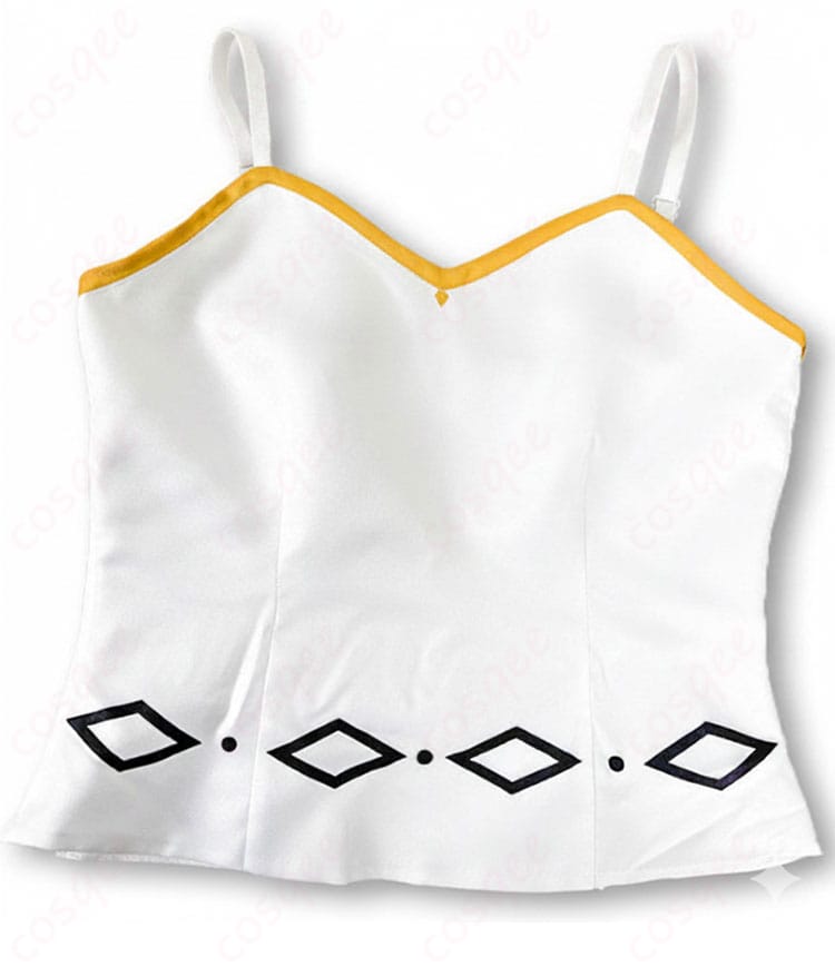 ラプラス・ダークネス アイドル衣装 上衣の装飾細部。刺繍風のラインとトリムの仕上がりを捉えたクローズアップ。