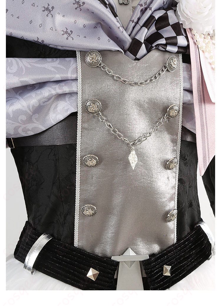 アイナナ TRIGGER コスプレ衣装のフロントボタン装飾細部。高級感のある仕立て
