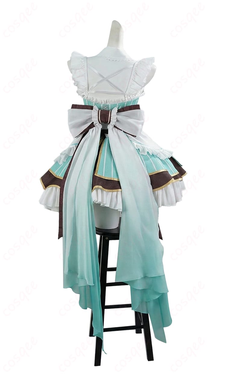 ミント・ファントーム メイド服の背面デザイン。背部の蝶結びリボンまで作り込んだ後ろ姿の高再現。