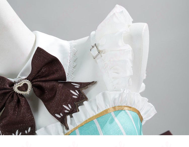 ミント・ファントーム メイド服の肩まわり・肩紐デザイン。安定感と可愛さを両立した立体ディテール。