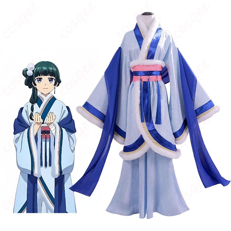 薬屋のひとりごと 猫猫の冬服コスプレ一式。全身で世界観と落ち着いた雰囲気が伝わる商品イメージ。イベントや撮影に適したトータルコーデの参考写真。