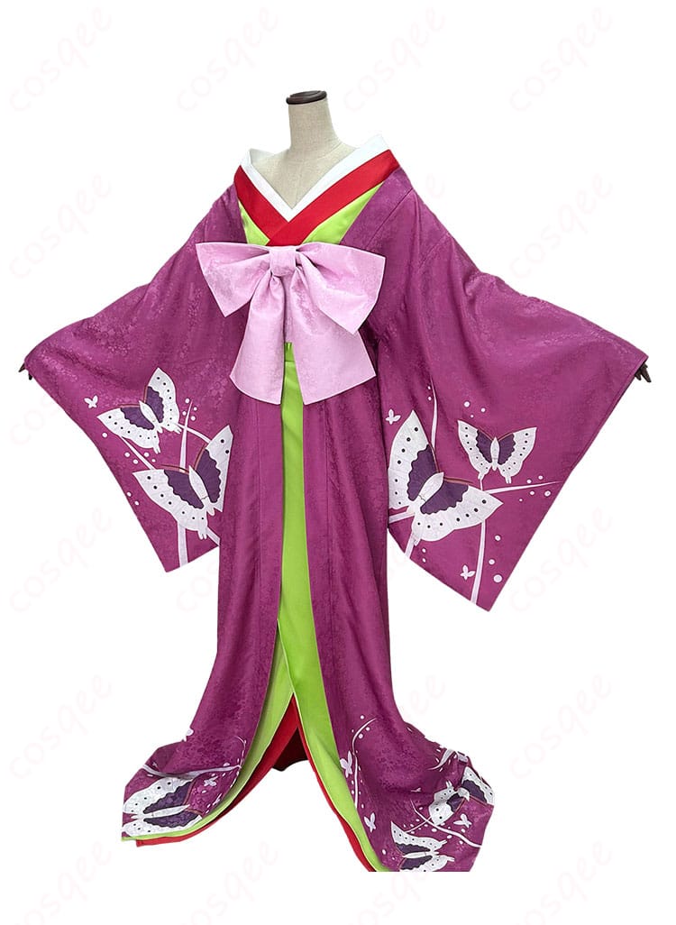 黒執事 藍猫 花魁風コスプレ衣装の正面デザイン。和装シルエットと落ち着いた色味で写真映え。