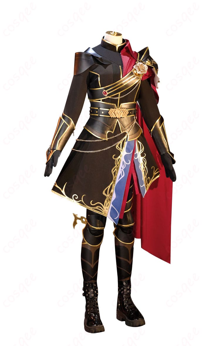 青柳冬弥 シュヴァリエ・ノワール衣装の正面全体カット（トップス・マント・コルセットの配置）