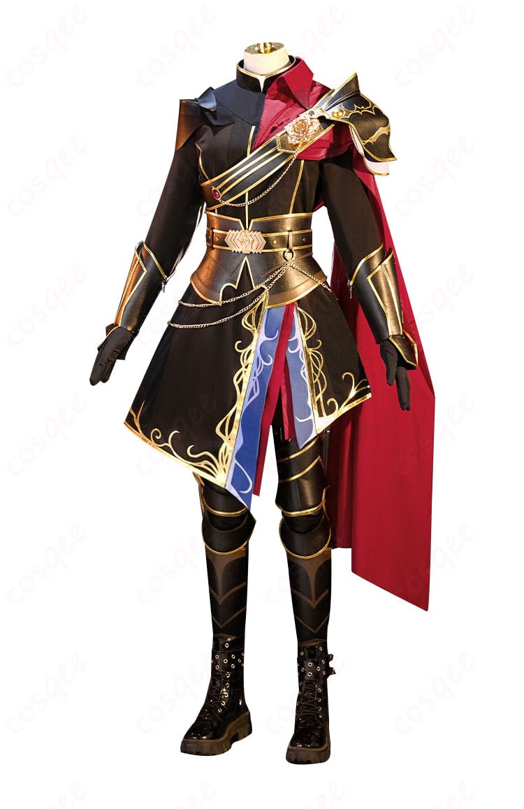 青柳冬弥 シュヴァリエ・ノワール衣装の側面カット（肩鎧とマントのシルエット）