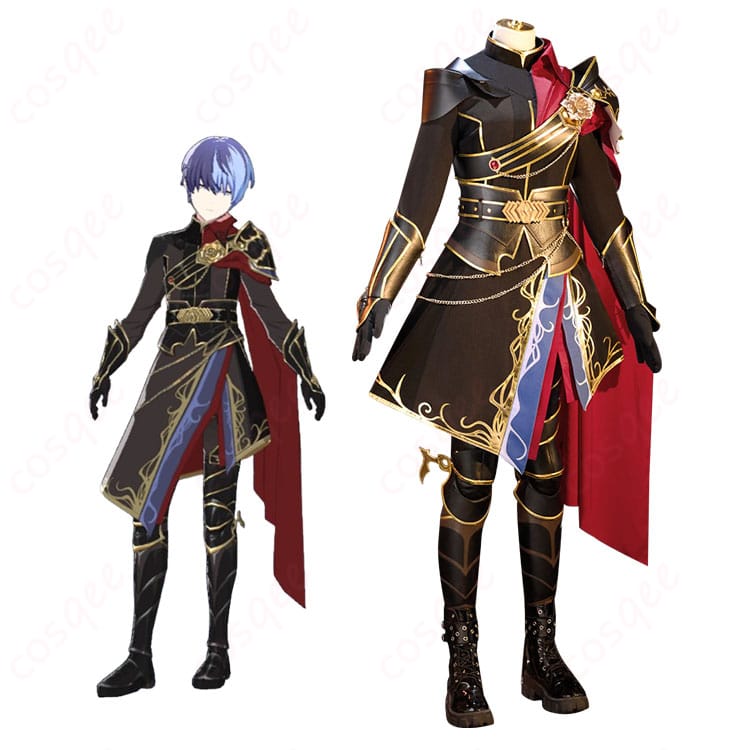 プロジェクトセカイ 青柳冬弥 シュヴァリエ・ノワールのコスプレ衣装を着用した全身イメージ（COSQEE）