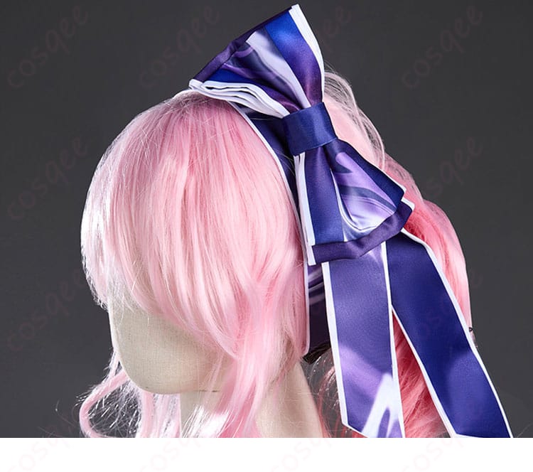 暁山瑞希 knitting colors コスプレ衣装の髪飾り（リボン）ディテール。色味と質感の統一感を表示。