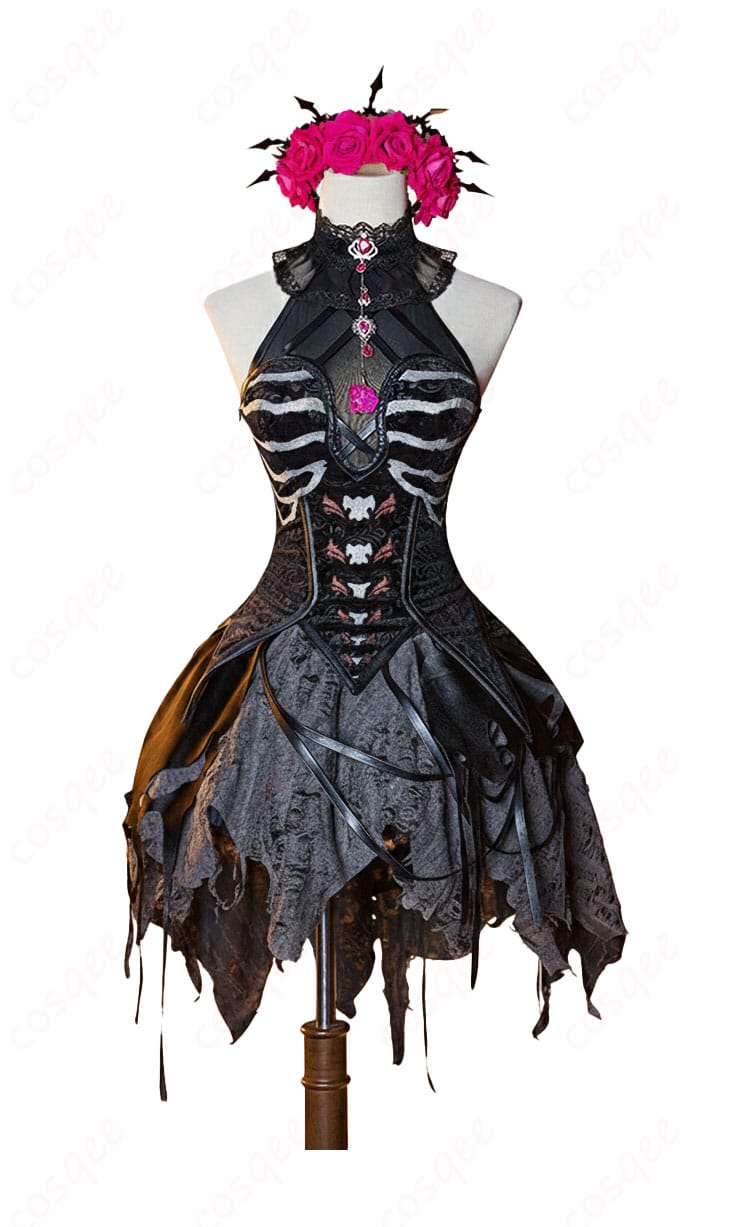 ベリィ（鹿野苺）怪盗衣装の正面全体。トップスとスカートのライン、小物配置が分かるフルショット。